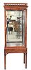 Chinese Chippendale Style Vitrine, having beveled glass (no shelves), height 75 3/4 inches, top 14" x 28".