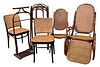 Six Piece Bentwood / Thonet Lot, to include rocker, magazine rack, drying rack, pair of side chairs, along with a folding chair.