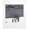 JOY LAVILLE , Ocho mujeres en la playa, Firmado, Grabado al aguatinta y aguafuerte P/T I/III, 29 x 29 cm