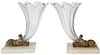 Pair of Marble & Glass Trumpet Vase Book Ends