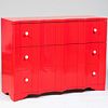 Contemporary Red Lacquer Chest of Drawers