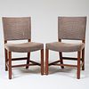 Pair of Kaare Klint Style Oak Upholstered Side Chairs
