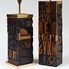 Two Printing Block Mounted Table Lamps