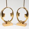 Pair of Willy Daro Sculptural Brass Lacquered Table Lamps 