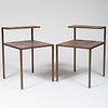 Pair of Modern Bronze Patinated Metal and Shagreen Side Tables
