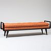 Duane Modern Black Painted and Upholstered Bench, after a design by Robsjohn Gibbings
