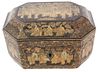 Chinese Black & Gilt Lacquered Octagonal Box