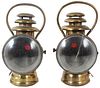 (2) Antique Dietz Dainty Brass Oil Tail Lamps