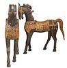(2) Large Carved Wood Thai Horses