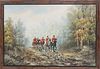 Large Oil on Canvas, Hunting Scene Signed