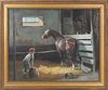 Large Equestrian Oil on Canvas, Signed