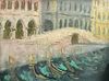 VENETIAN CANAL WITH GONDOLAS OIL PAINTING