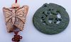 Green Jade Pendant and Carved Bone Inro