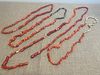 4 Long Coral-Bead Necklaces