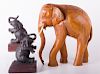 Wooden Elephant & Elephant Bookends, Three (3)
