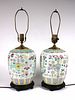 Pair of Chinese Famille Rose Ginger Jar Lamps