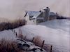 Jane Carlson Snowy Landscape & Barn Watercolor