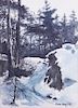 Paul Paquette Watercolor of Snowy Landscape