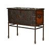 19th c. Studded Hardwood Chest w/ Iron Stand