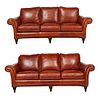 Pr: Hancock & Moore Brown Leather Couches