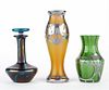 Grp: Perfume Bottle & 2 Art Nouveau Vases Tiffany