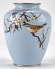 Japanese Cloisonne Vase w/ Cherry Blossoms and Bird