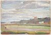 Steppe Landscape Painting Unsigned Oil on Board