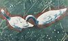 Large William Garbe Watercolor Pair of Swans
