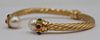 JEWELRY. 18kt Gold, Colored Gem and Pearl Bracelet