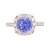 Unheated Sapphire VS2 Diamond 18k White Gold Ring