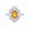 Orange Sapphire VS2 Diamond & 14k White Gold Ring