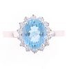 Aquamarine Diamond & 14k White Gold Ring