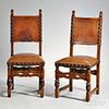 Six Oak Baroque-style Side Chairs