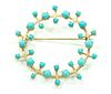 Yellow Gold and Turquoise Brooch Pin