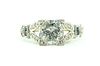 14K Art Deco Diamond Sapphire Engagement Ring