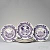Eight Wedgwood Purple Transfer-decorated Williams College Dinner Plates