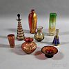 Eight Moser-type Glass Items