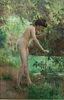 NUDE PORTRAIT IN A GARDEN OIL PAINTING