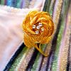Vintage Gold Toned Wire Rose Brooch Costume Jewelry