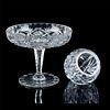 2 Vintage Cut Glass Pedestal Bowl and Small Bowl