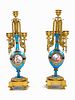 A Pair of 19th C. French Sevres & Bronze Candelabras