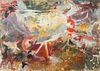Morris Shulman, Am. 1912-1978, "Red Seascape", Oil on masonite, framed