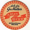 1938 Adler Brau Appleton Beer 4Â¼ inch coaster WI-WAL-A-1 Appleton, Wisconsin