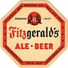 1940 Fitzgerald's Ale/Beer Octagon 4Â¼ inch coaster NY-FITZ-10 Troy, New York
