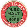 1935 Gettelman $1000 Beer 4Â¼ inch coaster WI-GET-2 Milwaukee, Wisconsin
