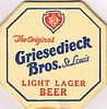 1949 Griesedieck Bros. Light Lager Beer Octagon 4 inch Octagon Coaster MO-GRI-6 Saint Louis, Missouri