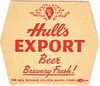 1962 Hull's Export Beer 3Â¾ inch coaster CT-HUL-8 New Haven, Connecticut