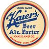 1937 Kaier's Beer-Ale-Porter 4Â¼ inch coaster PA-KAIE-3A Mahanoy City, Pennsylvania