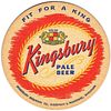 1953 Kingsbury Pale Beer 12Â¾ x 17Â½ inch rectangle WI-KIN-4 Manitowoc, Wisconsin