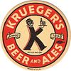 1947 Krueger's Beer/Ales 4Â¼ inch coaster NJ-KRU-4A Newark, New Jersey